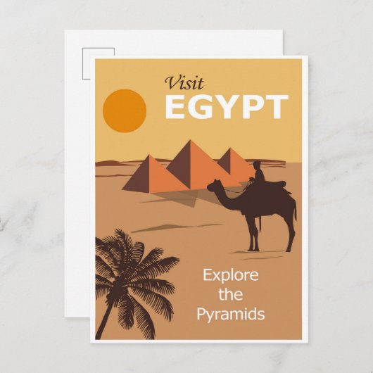 Ägypten Pyramids Vintage Travel Poster Postkarte (Vorne/Hinten)