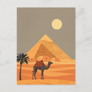 Ägypten-Reise-Kunst Kamel und Pyramiden Vintage Postkarte