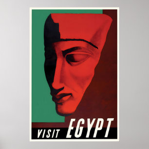 Ägypten-Reiseposter im Vintage-Stil Pharao, Rotes  Poster