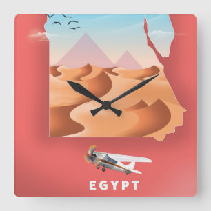 Ägypten-Reiseposter Quadratische Wanduhr
