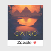 Ägypten Sonnenuntergang: Pyramiden und Nile River Aufkleber (Blatt)