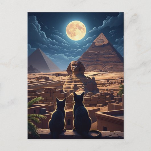 Ägypten Sphinx Pyramiden von Gizeh Katzen Postkarte (Vorderseite)