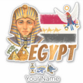 Ägypten Vintage Pharao-Flagge und Pyramiden Souven Aufkleber (Vorderseite)