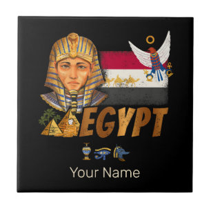 Ägypten Vintage Pharao-Flagge und Pyramiden Souven Fliese