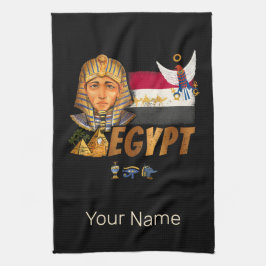 Ägypten Vintage Pharao-Flagge und Pyramiden Souven Geschirrtuch