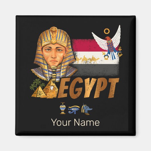 Ägypten Vintage Pharao-Flagge und Pyramiden Souven Magnet (Vorne)