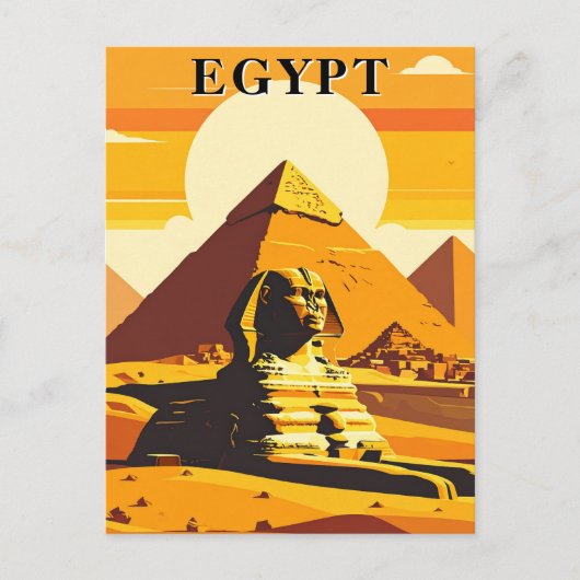 Ägypten Vintage Travel Sphinx und Pyramiden Postkarte (Vorderseite)