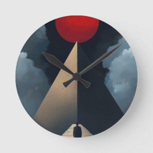 Ägyptens große Pyramiden und Roter Mond Runde Wanduhr