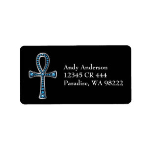 Ägypter Ankh mit Aquamarine Adressaufkleber