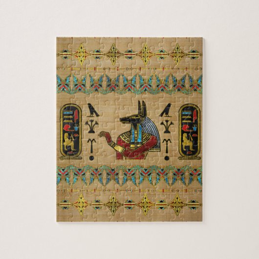 Ägypter Anubis Verzierung auf Papyrus Puzzle (Vertikal)