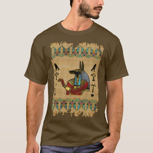 Ägypter Anubis Verzierung auf Papyrus T-Shirt (Vorderseite)