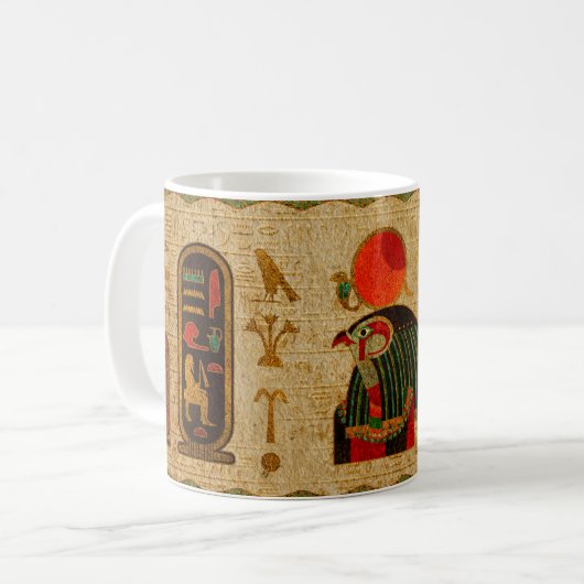 Ägypter Horus Verzierung auf Papyrus Kaffeetasse (Vorderseite Links)