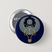 Ägypter Winged Scarabäus, blau Button (Vorne & Hinten)