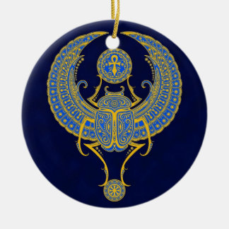 Ägypter Winged Scarabäus, blau Keramikornament