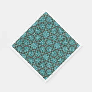 Ägyptisch Arabisch geometrisch in altblau und grau Serviette