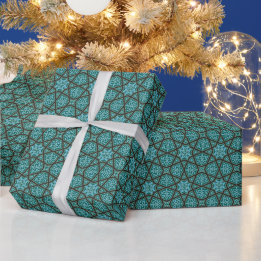 Ägyptisch Arabisch geometrisch in Vintage-Blau und Geschenkpapier