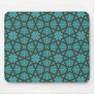 Ägyptisch-arabische Geometrie in altem Blau und Gr Mousepad