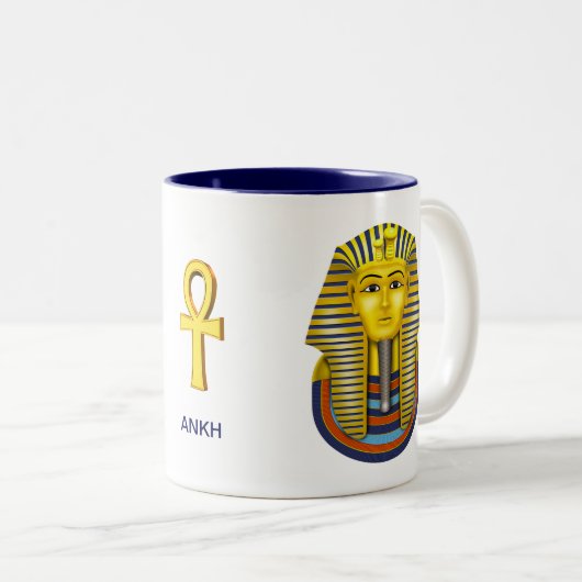 Ägyptisch Golden Pharaoh & Ankh Zweifarbige Tasse (VorderseiteRechts)