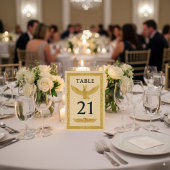 Ägyptisch Winged Sun & Ankh - bearbeitbar Tischnummer