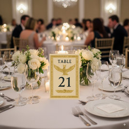 Ägyptisch Winged Sun & Ankh - bearbeitbar Tischnummer