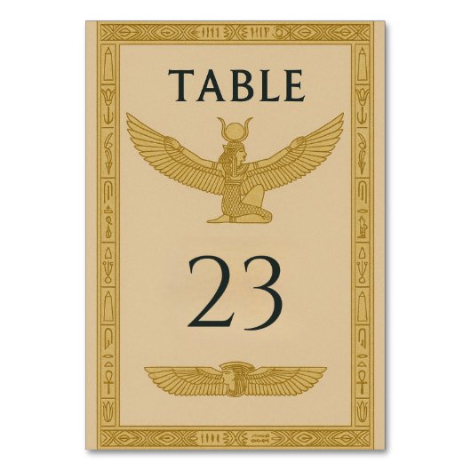 Ägyptisch Winged Sun & Ankh - bearbeitbar Tischnummer (Vorderseite)