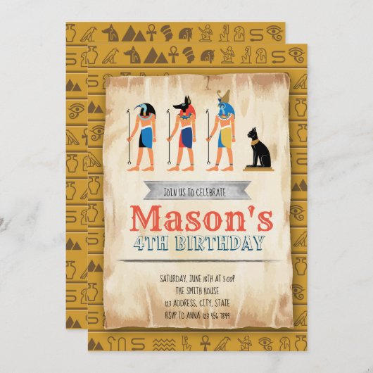 Ägyptische Allure-Party Einladung (Vorne/Hinten)