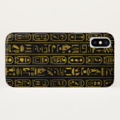 Ägyptische alte Goldhieroglyphen auf Schwarzem Case-Mate iPhone Hülle (Rückseite (Horizontal))