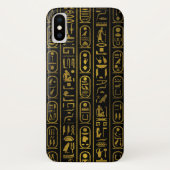Ägyptische alte Goldhieroglyphen auf Schwarzem Case-Mate iPhone Hülle (Rückseite)