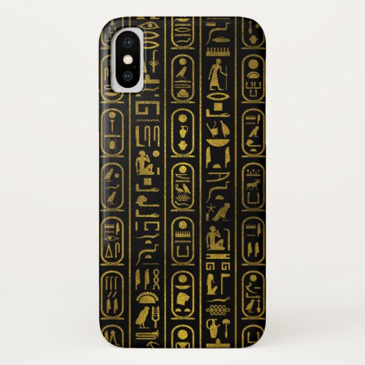 Ägyptische alte Goldhieroglyphen auf Schwarzem Case-Mate iPhone Hülle (Rückseite)