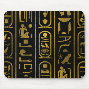 Ägyptische alte Goldhieroglyphen auf Schwarzem Mousepad