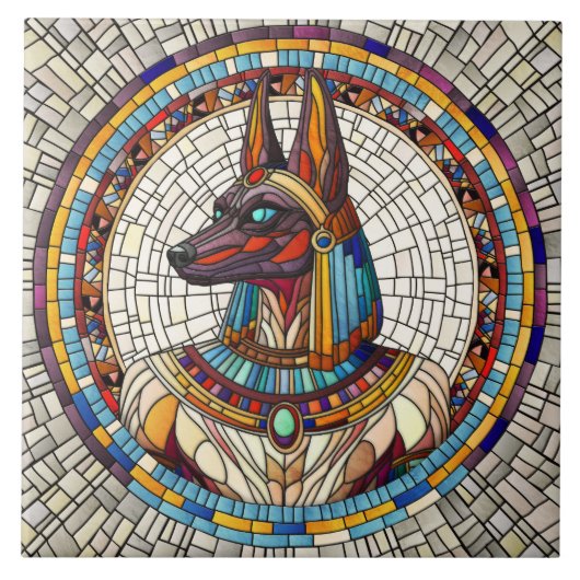 Ägyptische Anubis - Mosaikkunst Fliese (Vorderseite)
