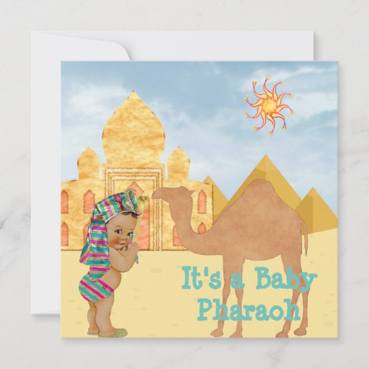 Ägyptische Babydusche Einladung mit Vintagem Baby (Vorderseite)