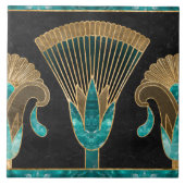 Ägyptische Blumengrenze - Aquamarine und Gold Fliese (Vorderseite)