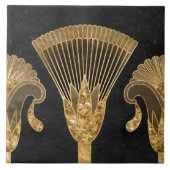 Ägyptische Blumengrenze - Gold und schwarzer Marmo Fliese (Vorderseite)