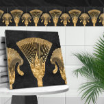 Ägyptische Blumengrenze - Gold und schwarzer Marmo Fliese<br><div class="desc">Ägyptische Blumengrenze - Gold und schwarzer Marmor</div>
