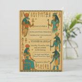 Ägyptische Deities Hieroglyph Goldhochzeit Einladung (Stehend Vorderseite)