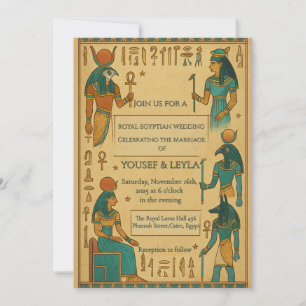 Ägyptische Deities Hieroglyph Goldhochzeit Einladung