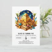 Ägyptische Elegance Wasserfarbe Pyramiden Geburtst Einladung (Stehend Vorderseite)