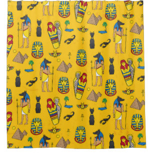 Ägyptische Elemente, Anubis, Pyramidenmuster. Duschvorhang