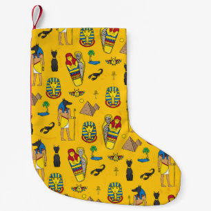 Ägyptische Elemente, Anubis, Pyramidenmuster. Kleiner Weihnachtsstrumpf