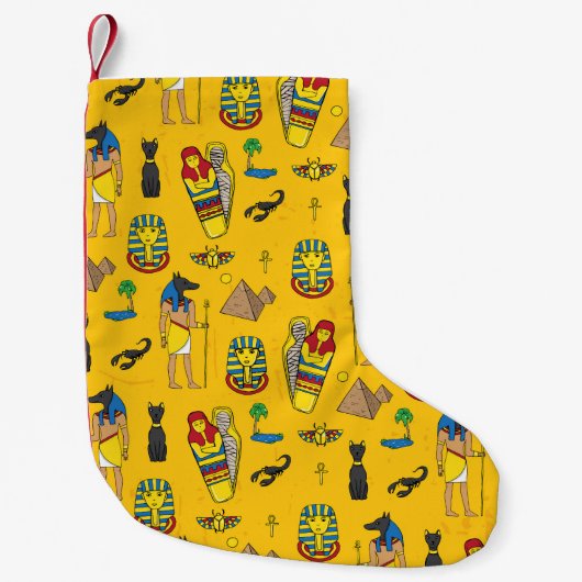 Ägyptische Elemente, Anubis, Pyramidenmuster. Kleiner Weihnachtsstrumpf (Vorderseite)