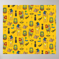 Ägyptische Elemente, Anubis, Pyramidenmuster.