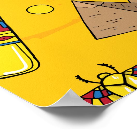 Ägyptische Elemente, Anubis, Pyramidenmuster. Poster (Ecke)