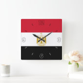 Ägyptische Flagge Rote Schwarz-weiße Zahlen Patrio Quadratische Wanduhr (Zuhause)