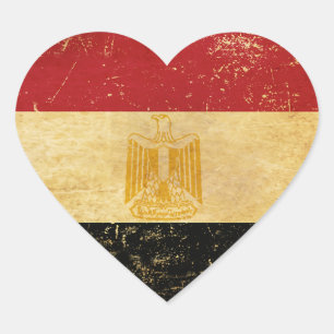 Ägyptische Flagge Vintag Grunge Design Herz-Aufkleber