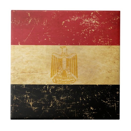 Ägyptische Flagge Vintag Grunge Design Keramik Til Fliese (Vorderseite)