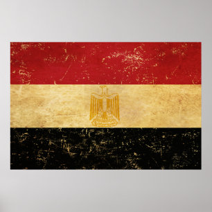 Ägyptische Flagge Vintag Grunge Design Poster