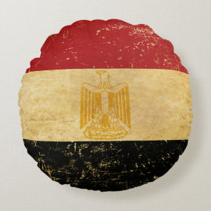 Ägyptische Flagge Vintag Grunge Design Rundes Kissen