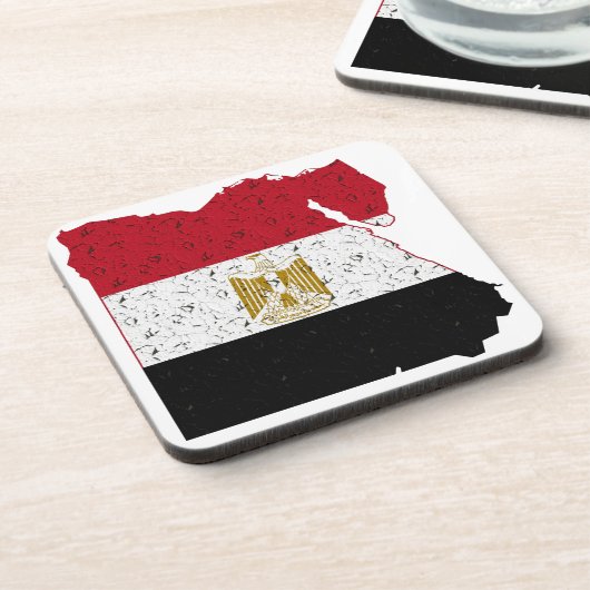 Ägyptische Flaggenkarte Crackle Getränkeuntersetzer (Linke Seite)