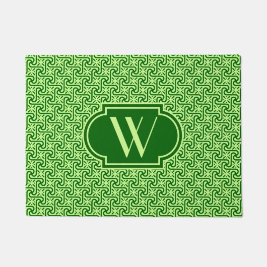 Ägyptische Fliesen Smaragd und Limettengrün mit Mo Fußmatte (Vorderseite)